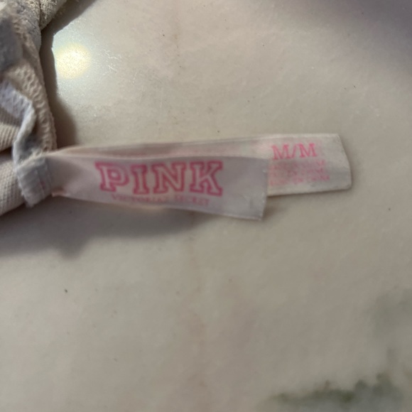 Pink Victoria’s Secret Rhinestone Lace Bralette sz Med color Lt  gray - Picture 3 of 6